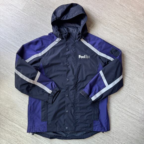 FedEx Stan Herman Hooded Raincoat Mens L Reflective VF Imagewear Windbreaker - Picture 1 of 7